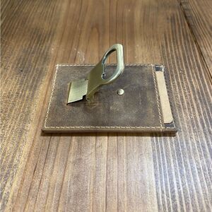 Khaki Brown Front Money Clip Wallet with Integrated Bottle Opener.